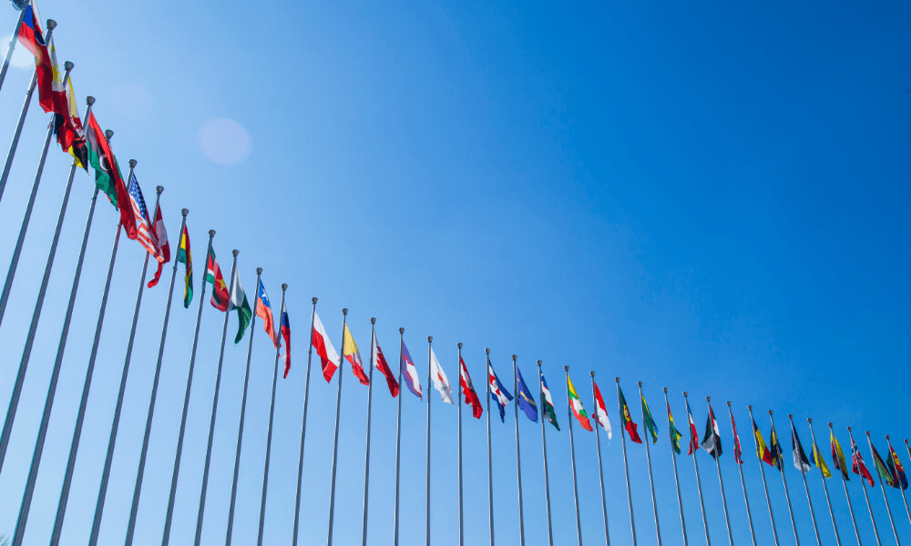 Waving flag at unites nations