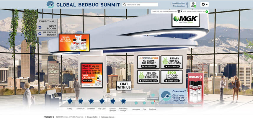 MGK's virtual booth at the Global Bed Bug Summit