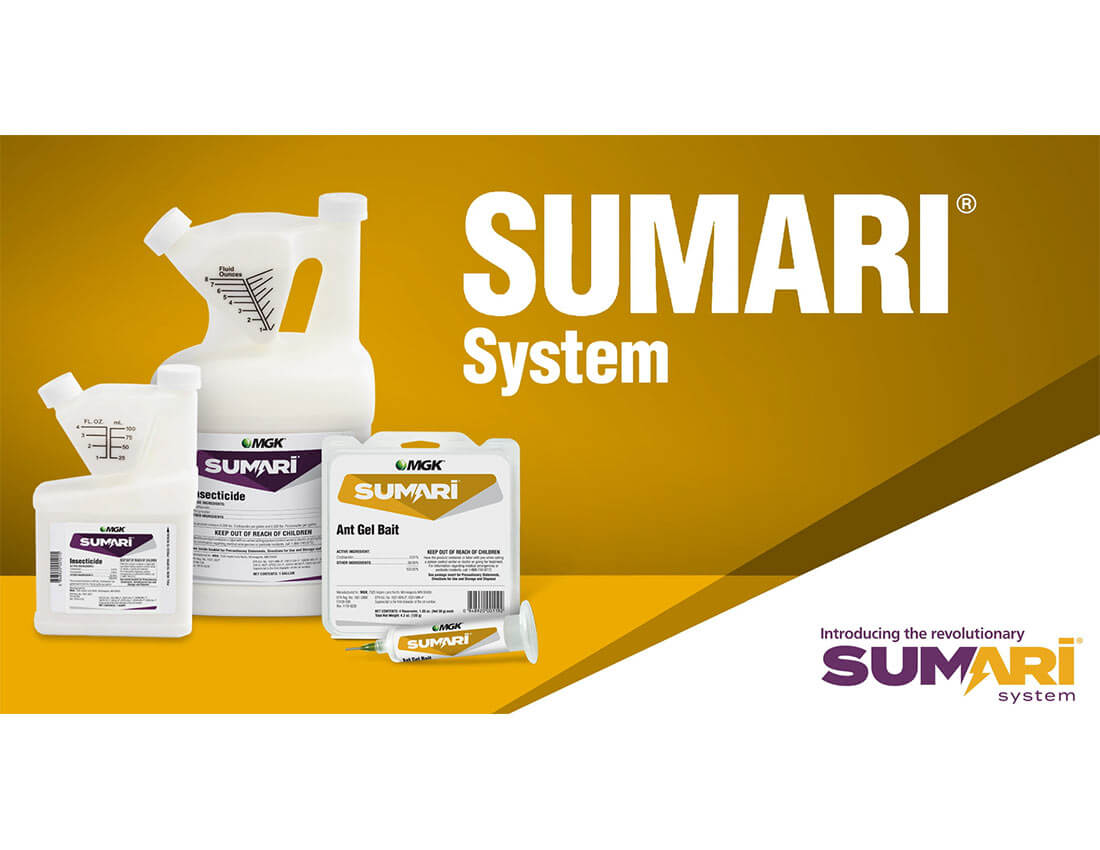 Sumari System: Insecticide product bottles and ant gel bait clamshell